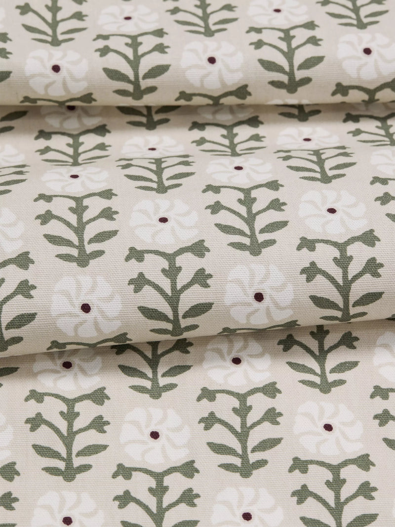 John Lewis Aria Floral oilcloth tablecloth fabric natural 130cm (British brand)