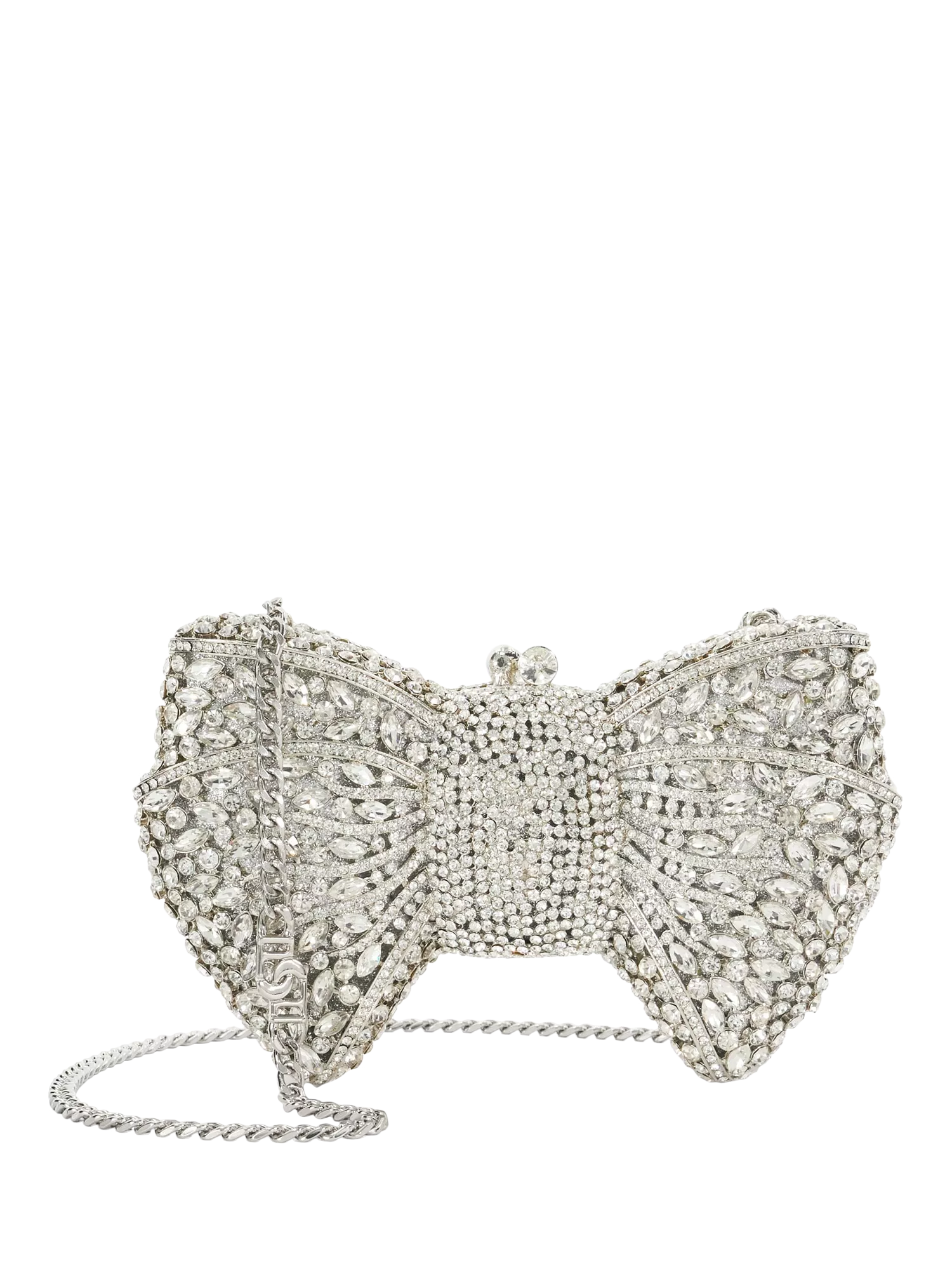 Dune London embellished bow clutch bag silver - British product