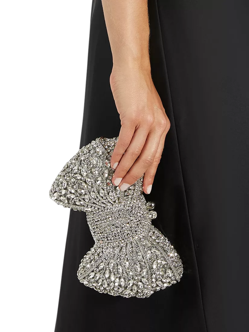 Dune London embellished bow clutch bag silver - British product