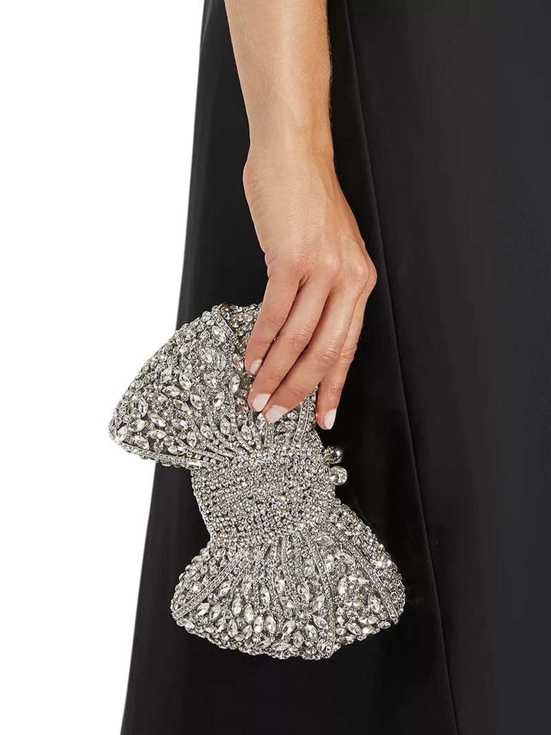 Dune London embellished bow clutch bag silver - British product