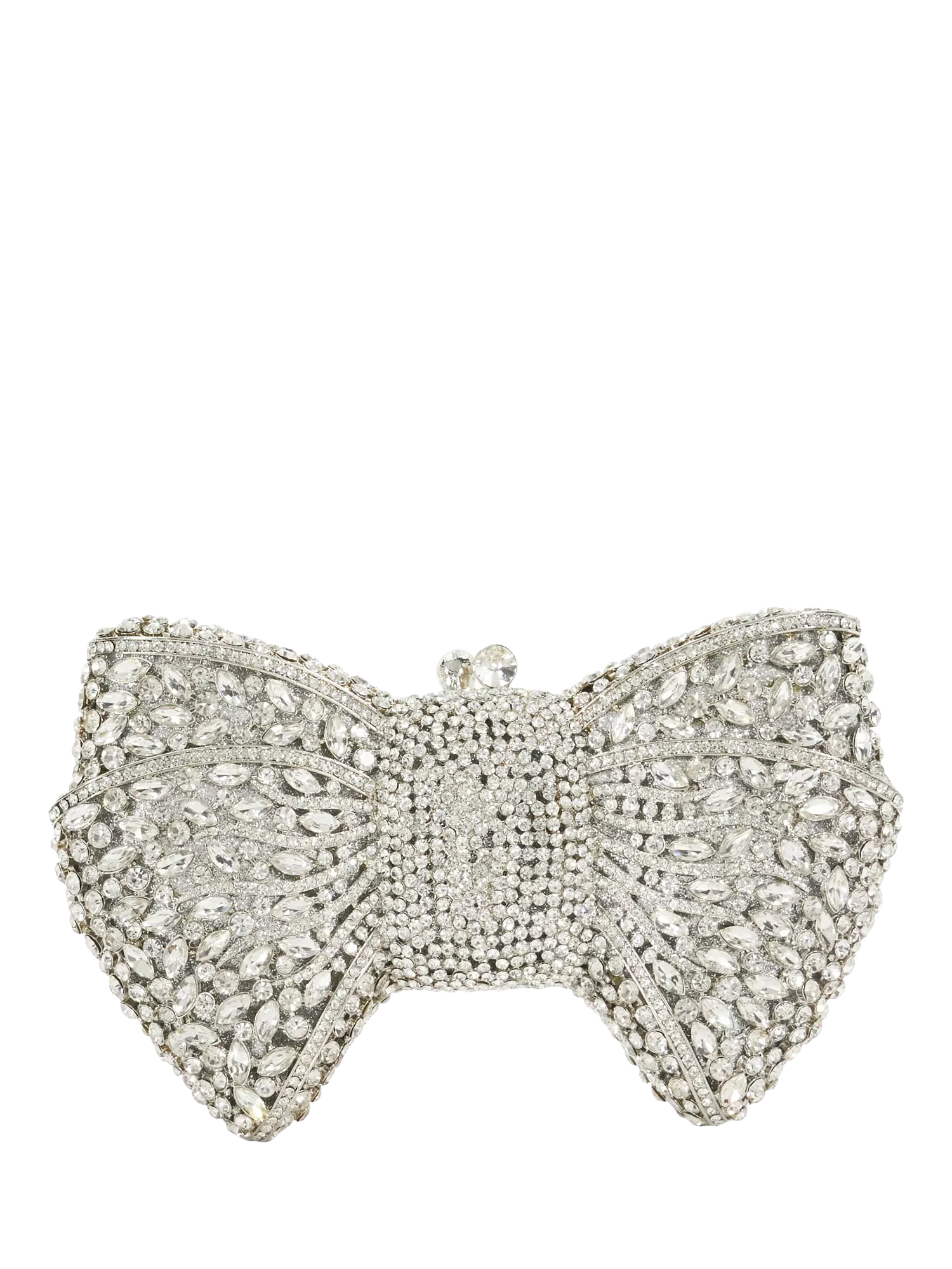 Dune London embellished bow clutch bag silver - British product