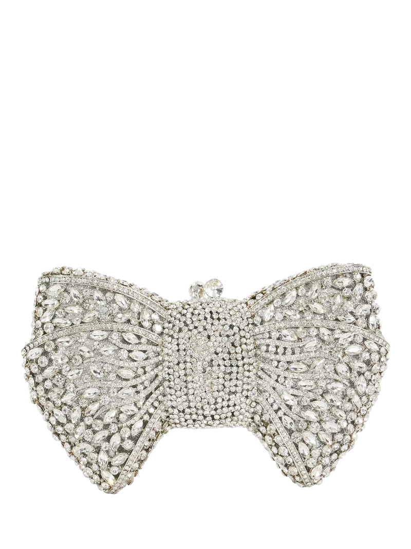 Dune London embellished bow clutch bag silver - British product