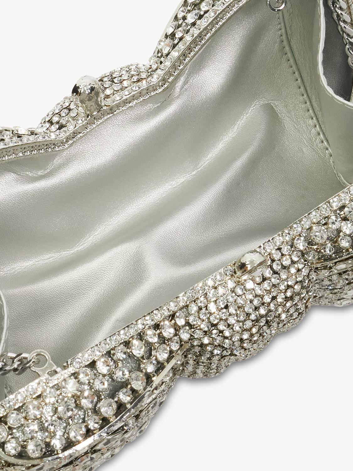 Dune London embellished bow clutch bag silver - British product