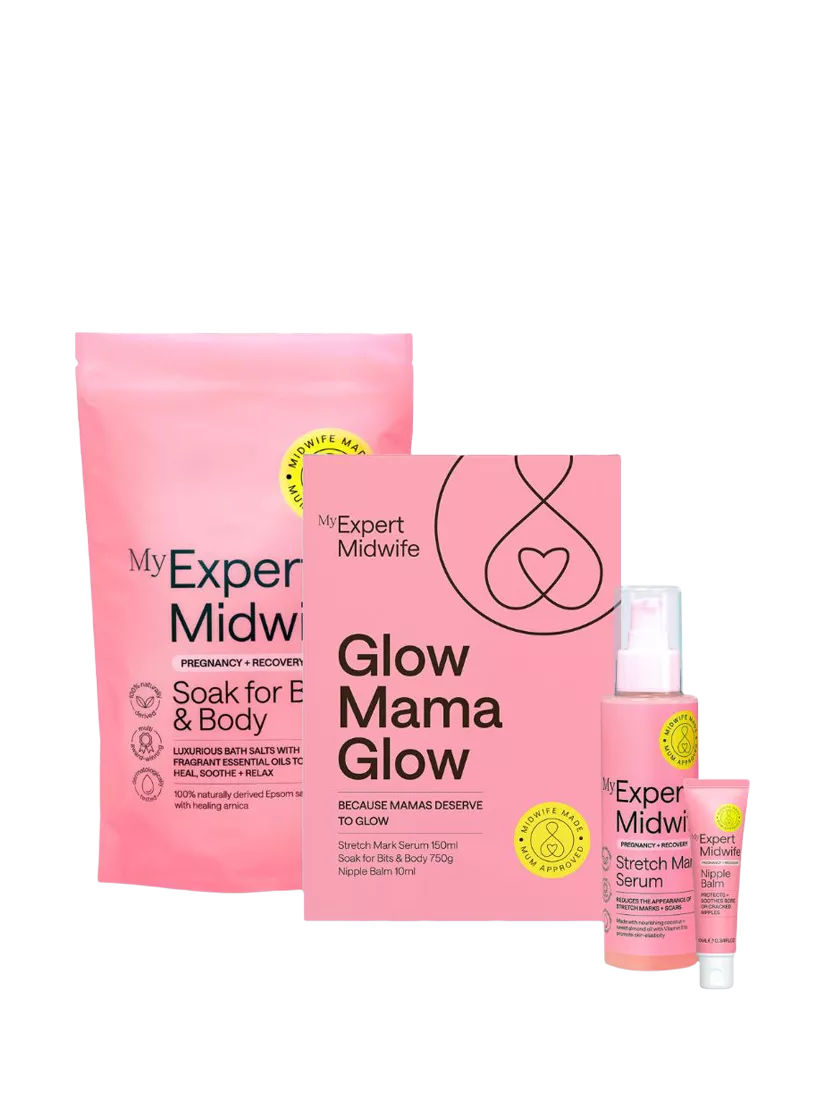 My Expert Midwife Glow Mama Glow gift set, imported from the UK