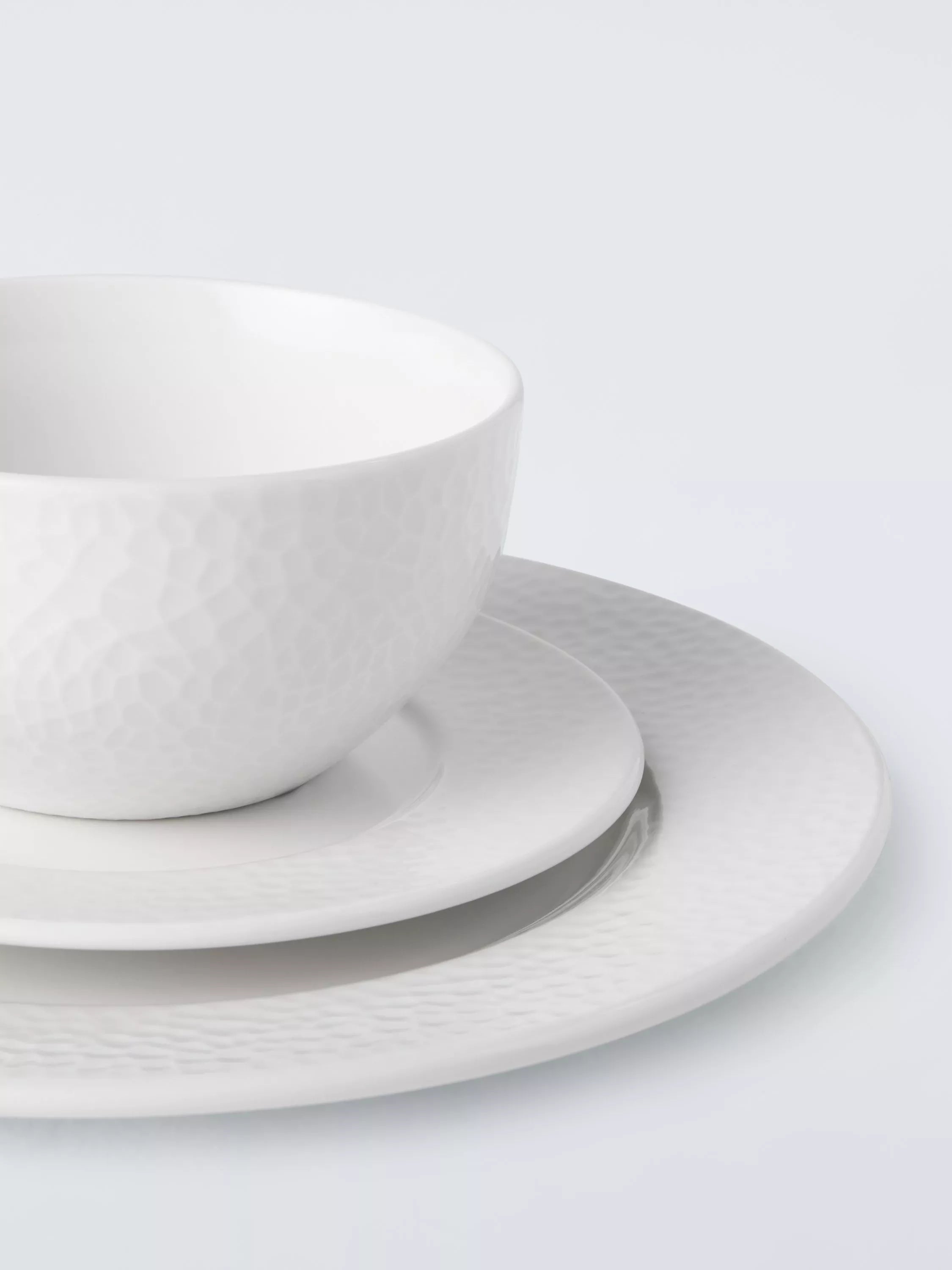 John Lewis Dimple porcelain dinnerware set 12 piece, imported from the UK