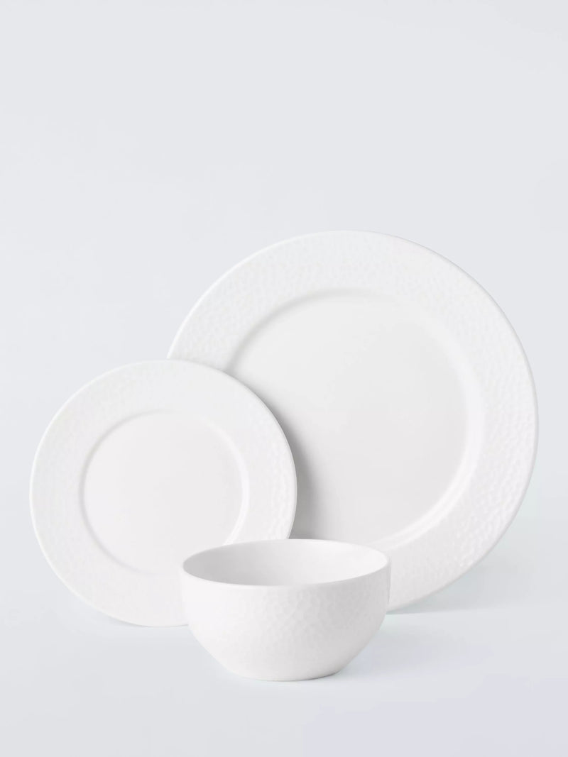 John Lewis Dimple porcelain dinnerware set 12 piece, imported from the UK