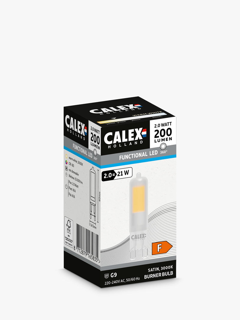 Calex 2W LED G9 capsule bulb clear, imported from the UK
