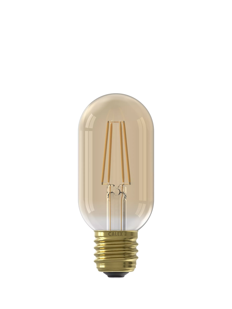 Calex decorative filament LED bulb gold tubular 3.5W, imported from the UK