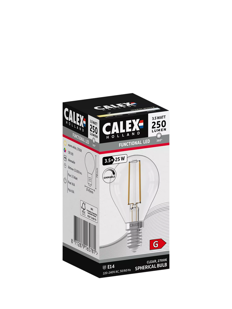 Calex LED E14 spherical bulb 3.5W clear - British product