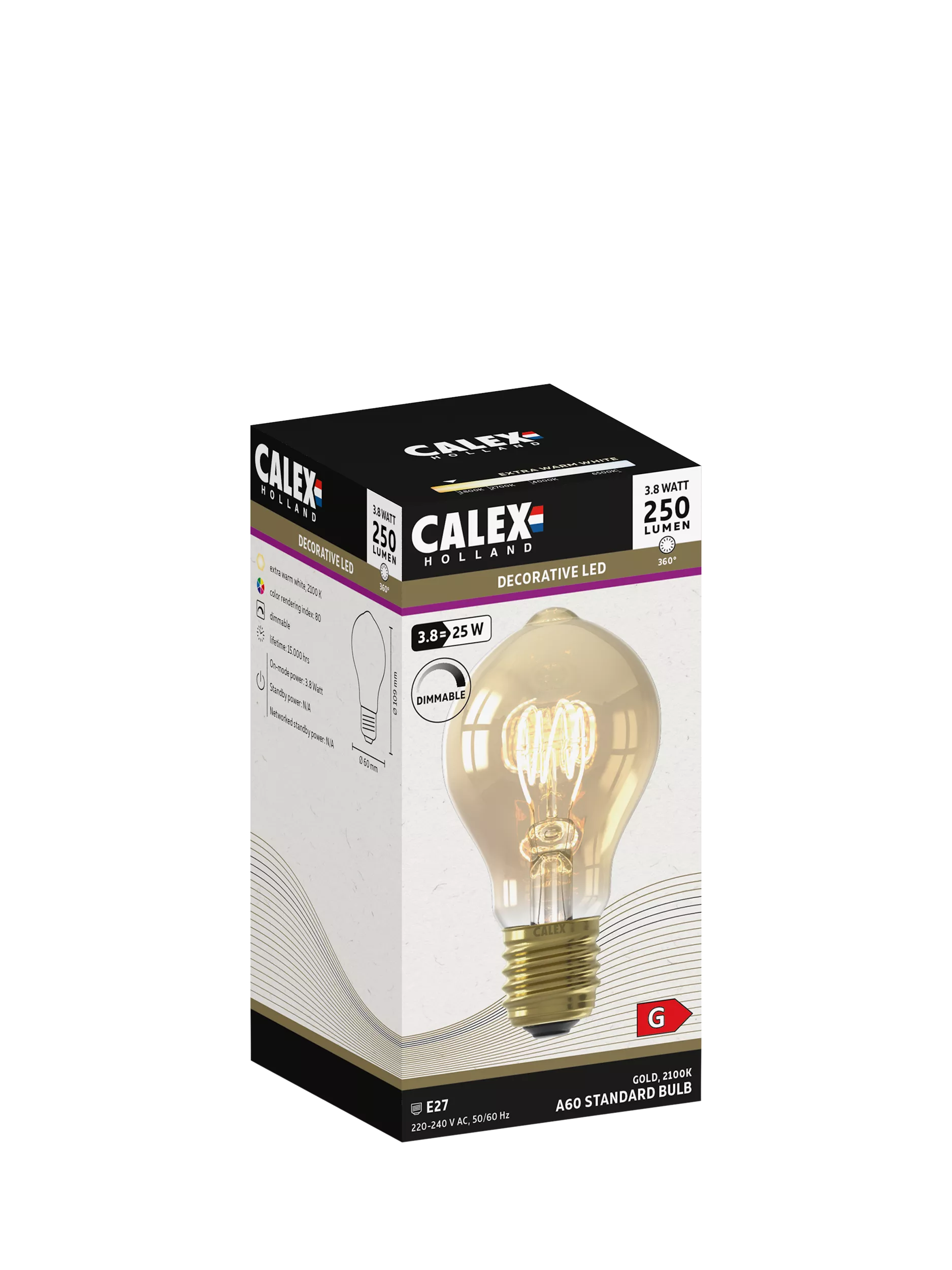 Calex gold tinted decorative filament LED bulb, UK version