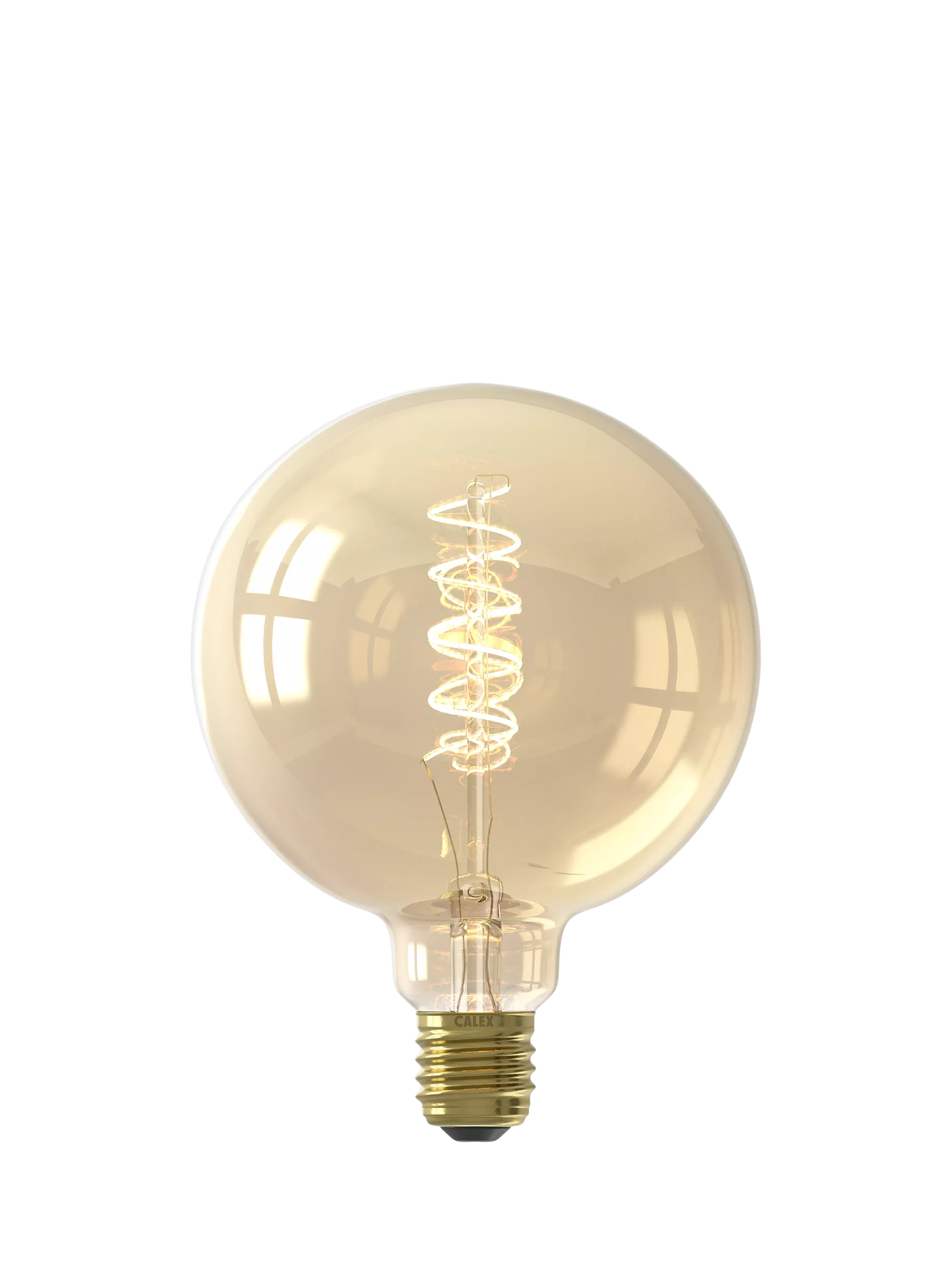Calex LED bulb 3.8W curly filament E27 globe G125, imported from the UK