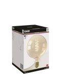 Calex LED bulb 3.8W curly filament E27 globe G125, imported from the UK