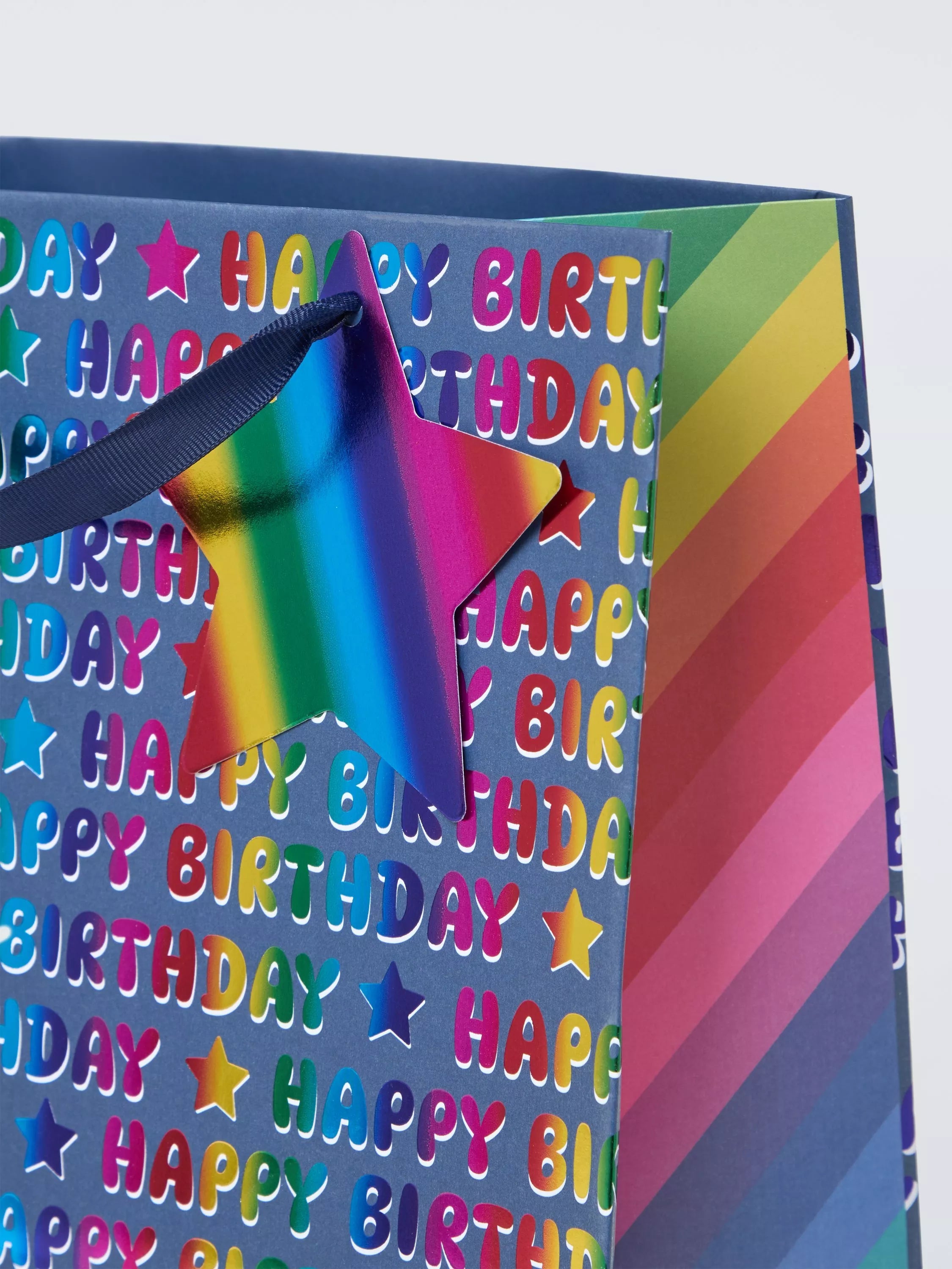John Lewis foil birthday gift bag multi colour with tag (British brand)