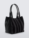 John Lewis Luxe Stripe Tote Bag Black suede leather - British product