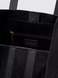 John Lewis Luxe Stripe Tote Bag Black suede leather - British product