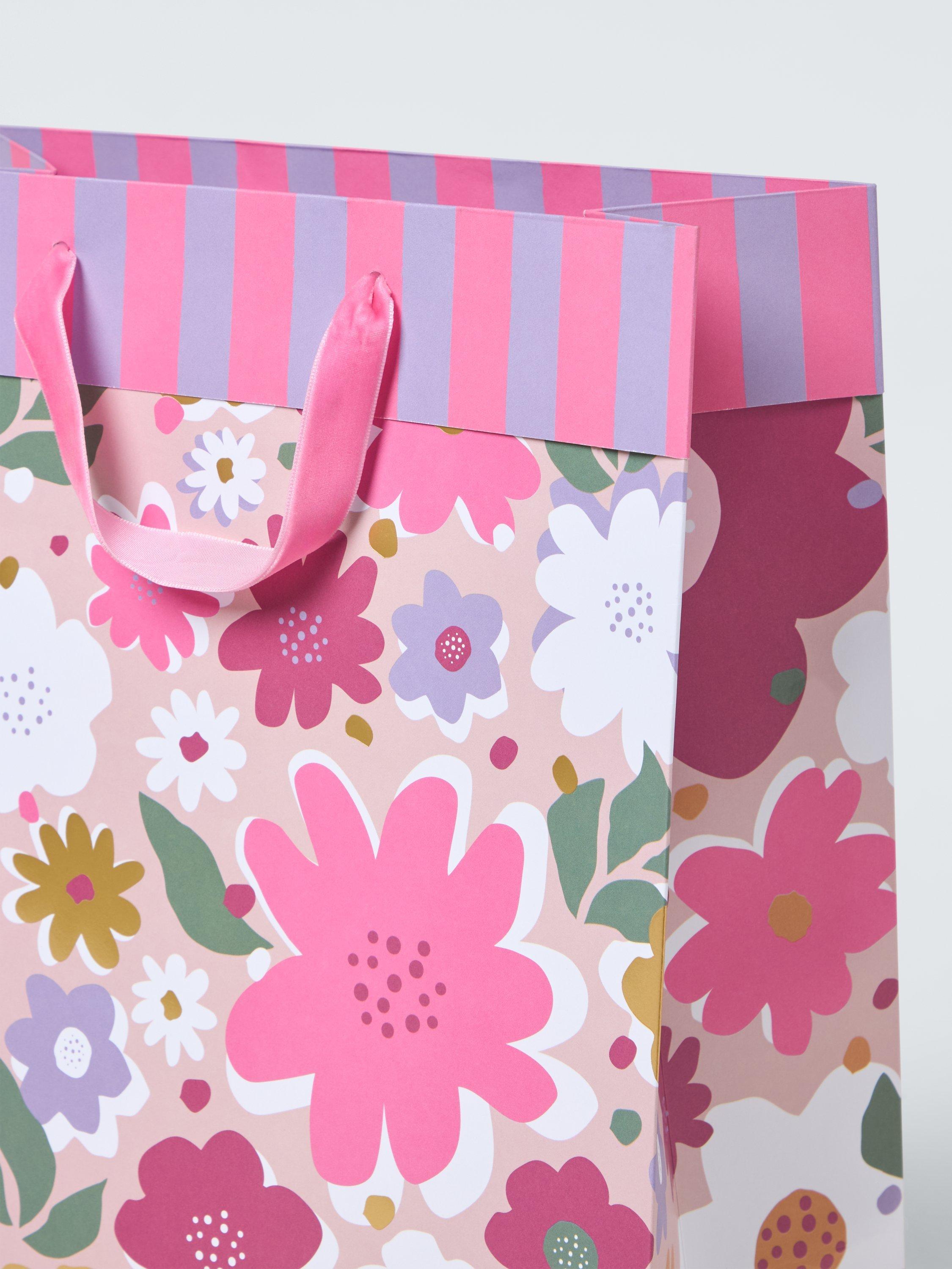 John Lewis Foil Blooms gift bag in pink, imported from the UK