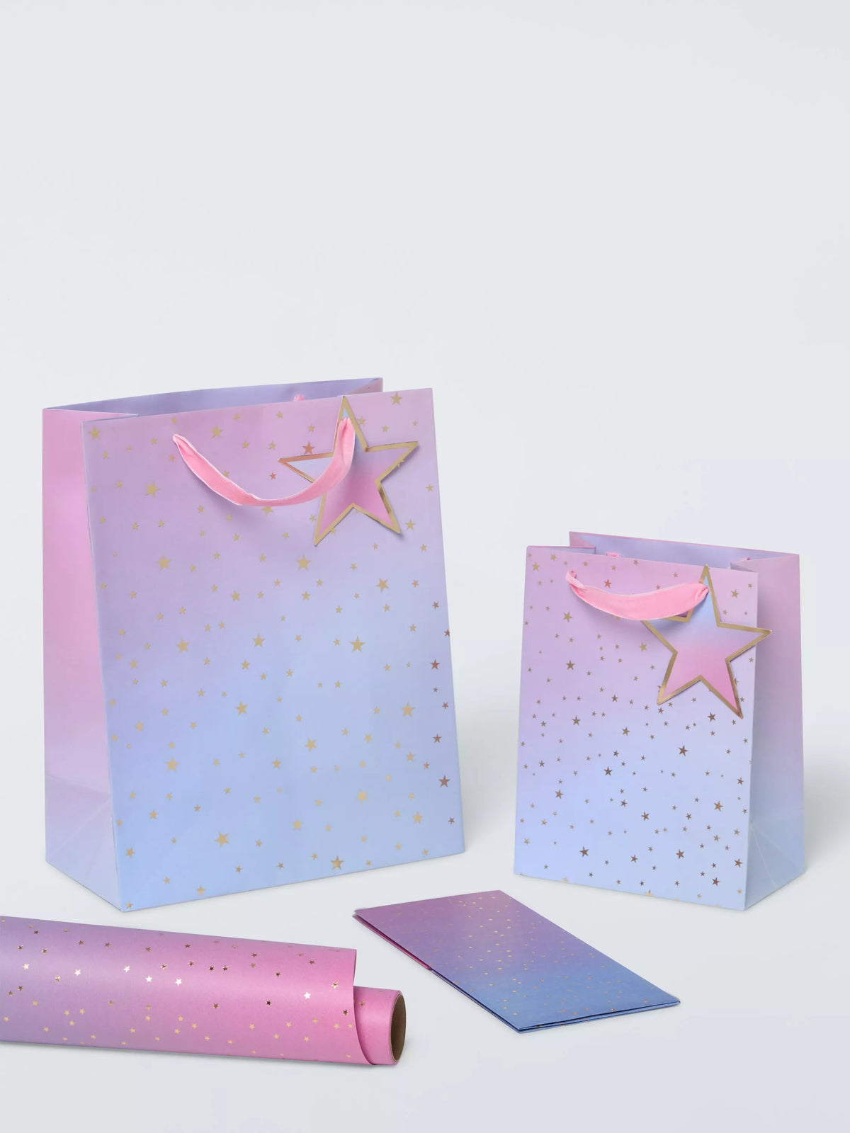 John Lewis Ombre Foil Stars Gift Bag, Multi