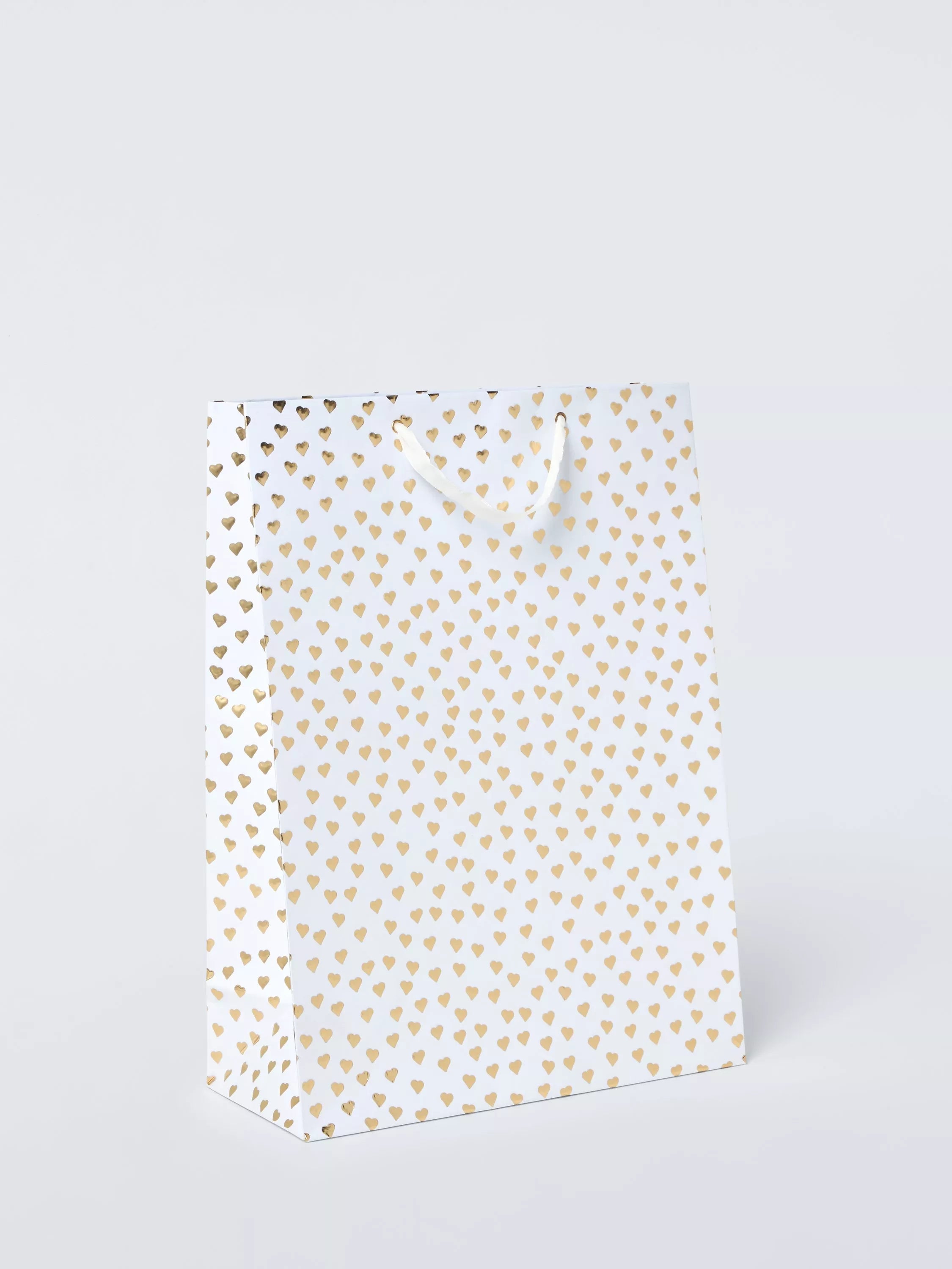 John Lewis foil hearts white gift bag, imported from the UK