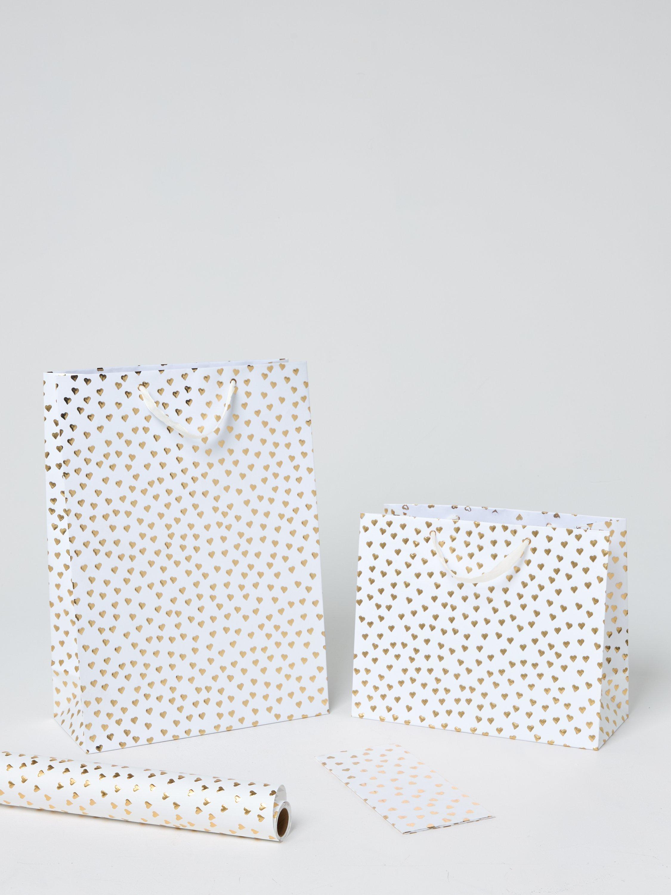 John Lewis foil hearts white gift bag, imported from the UK