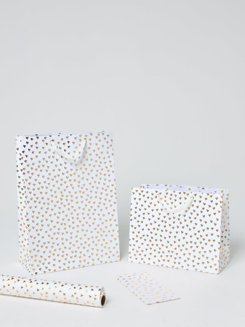 John Lewis foil hearts white gift bag, imported from the UK