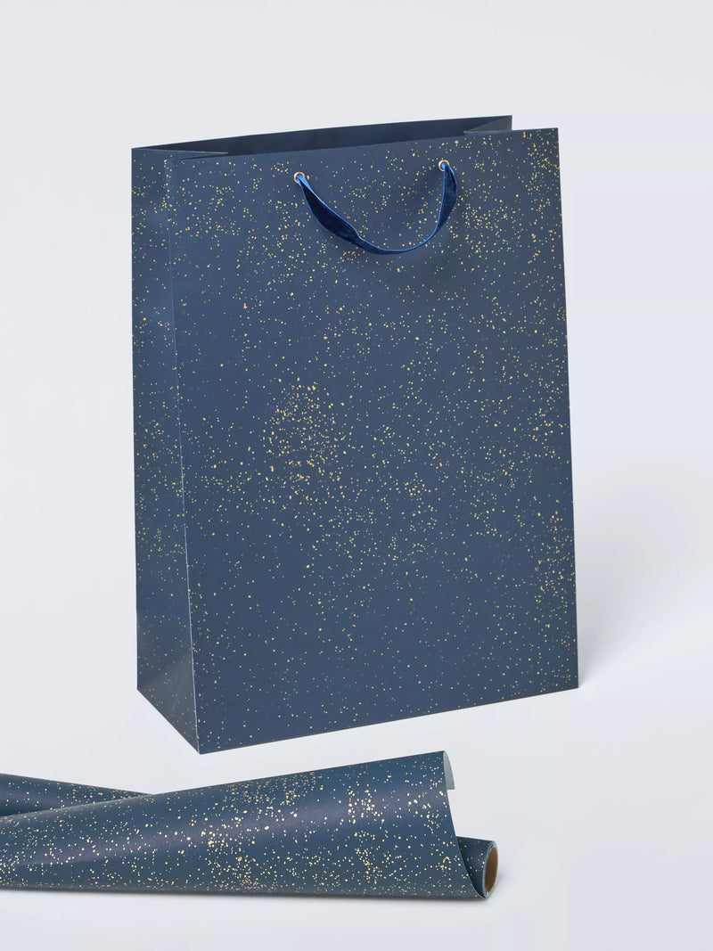 John Lewis blue foil fleck gift bag (British brand)