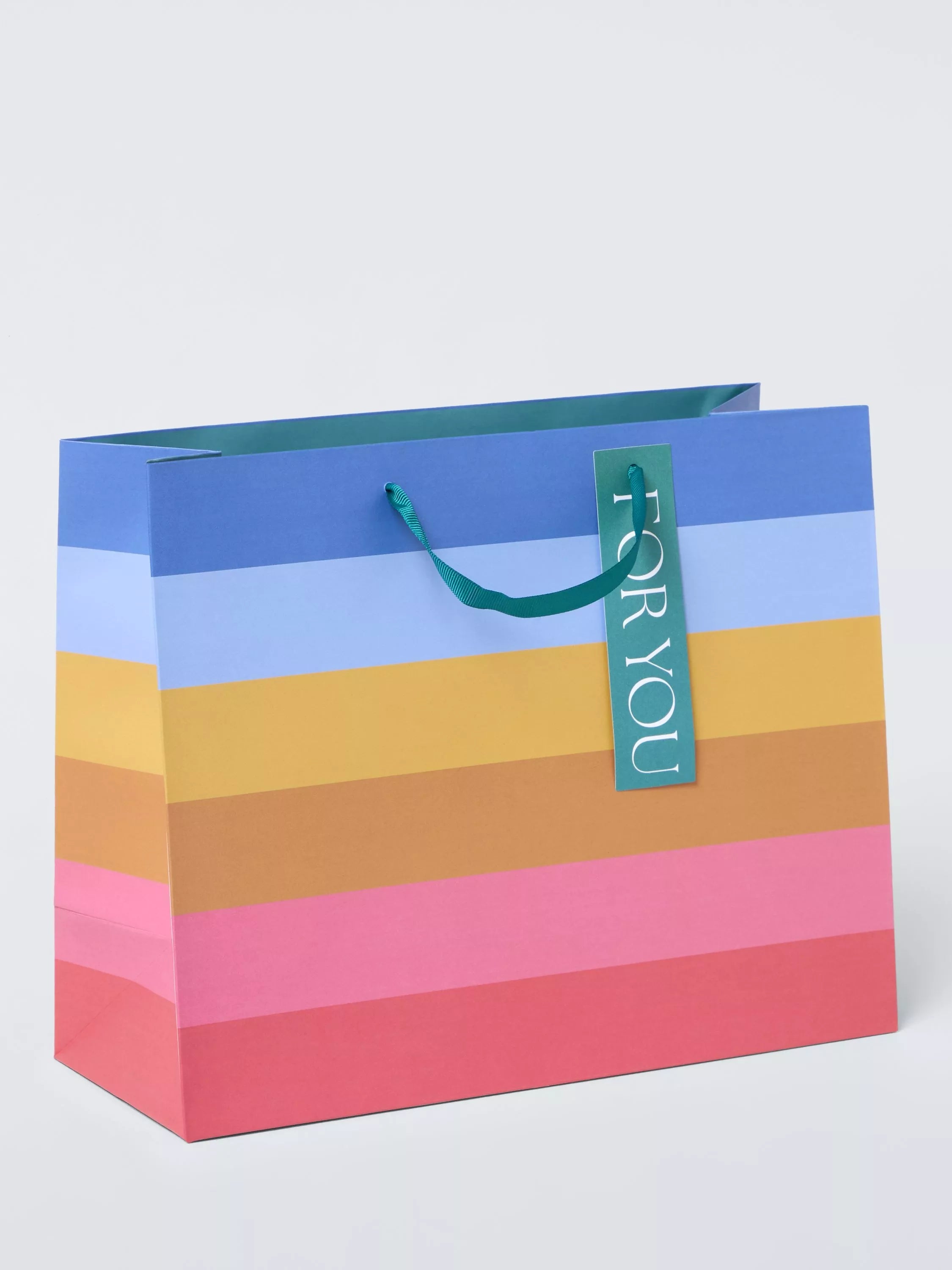 John Lewis rainbow stripe gift bag, imported from the UK