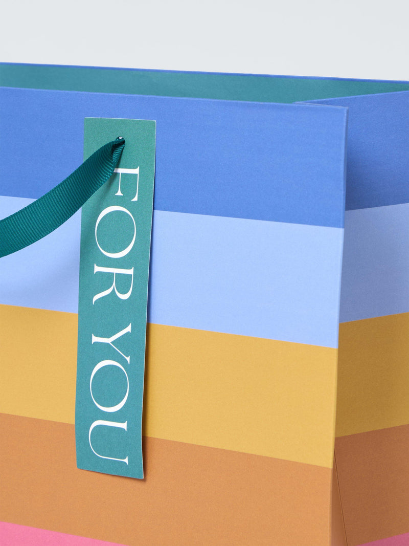 John Lewis rainbow stripe gift bag, imported from the UK
