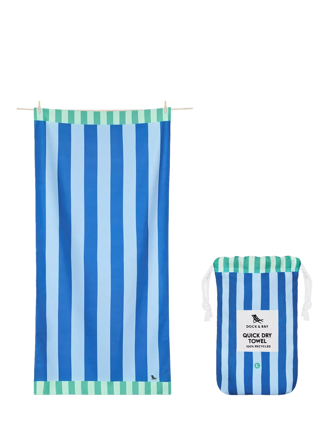 Dock & Bay beach towel Blue Sky Stripe 160x90cm (British brand)