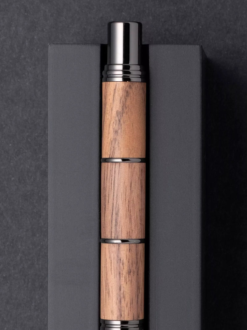 Tom Hessin Revolution Ballpoint Pen Rustic walnut wood gunmetal, imported from the UK