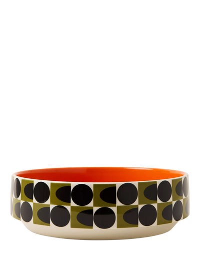 John Lewis Orla Kiely Spot Square Oval Print Stoneware Fruit Bowl, 26cm, Orange/Multi- Buy online at McGrocer