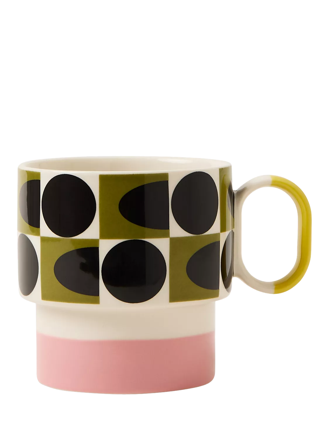 Orla Kiely stoneware mug 275ml pink spot pattern, UK version