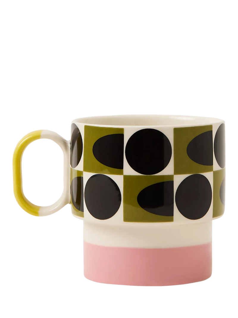 Orla Kiely stoneware mug 275ml pink spot pattern, UK version