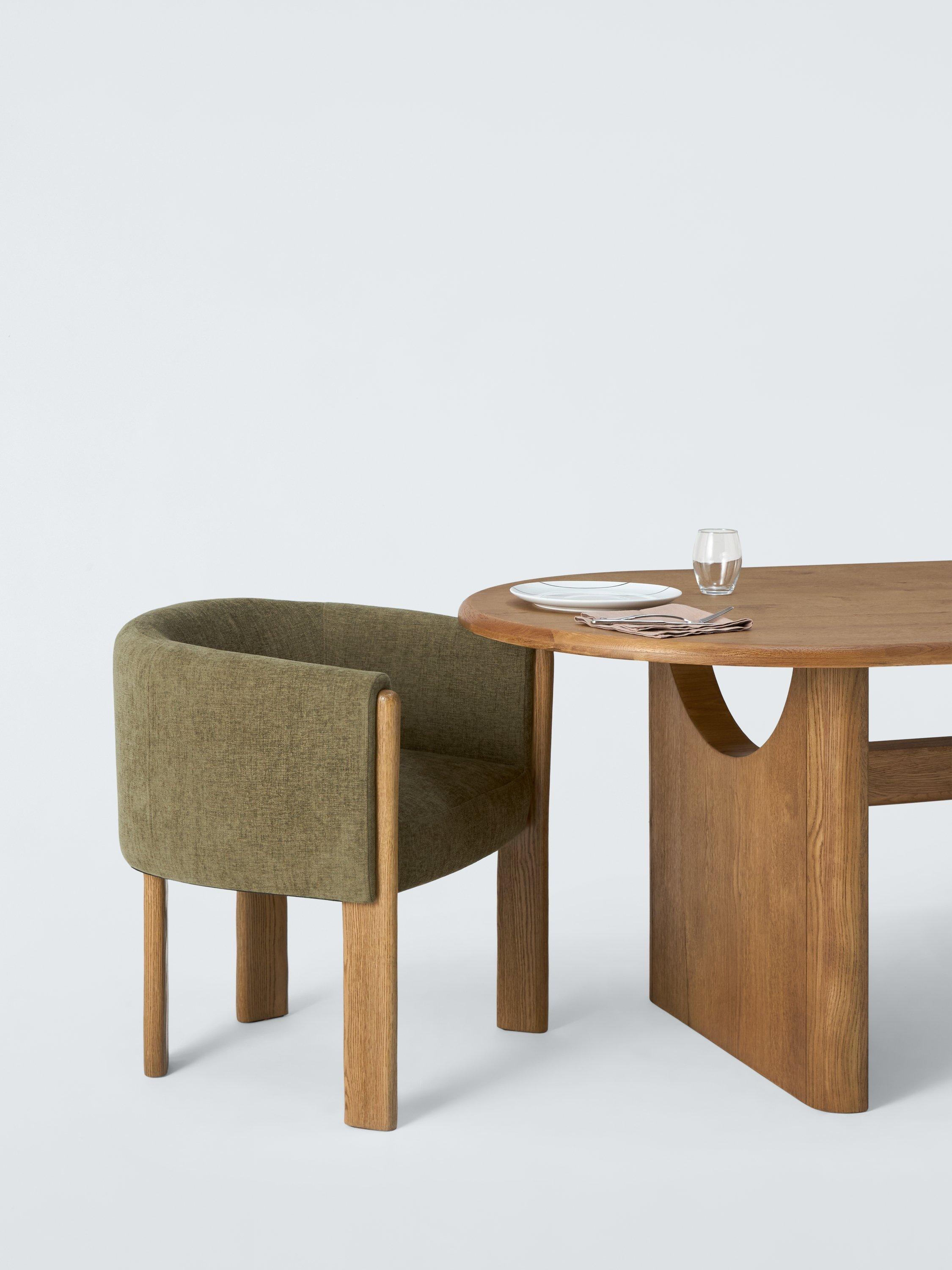 John Lewis Solace tub chair with oak legs, imported from the UK