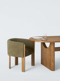 John Lewis Solace tub chair with oak legs, imported from the UK