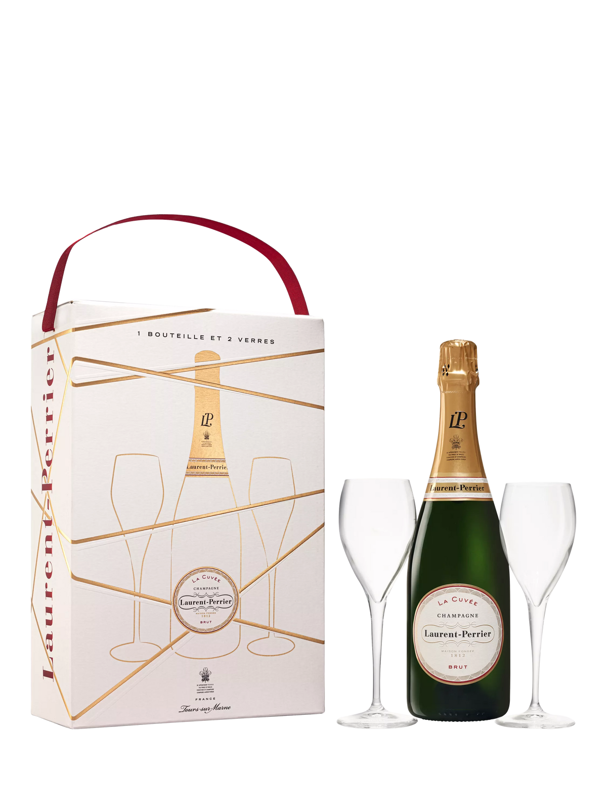 Laurent-Perrier Champagne gift set with two glasses 75cl (British brand)