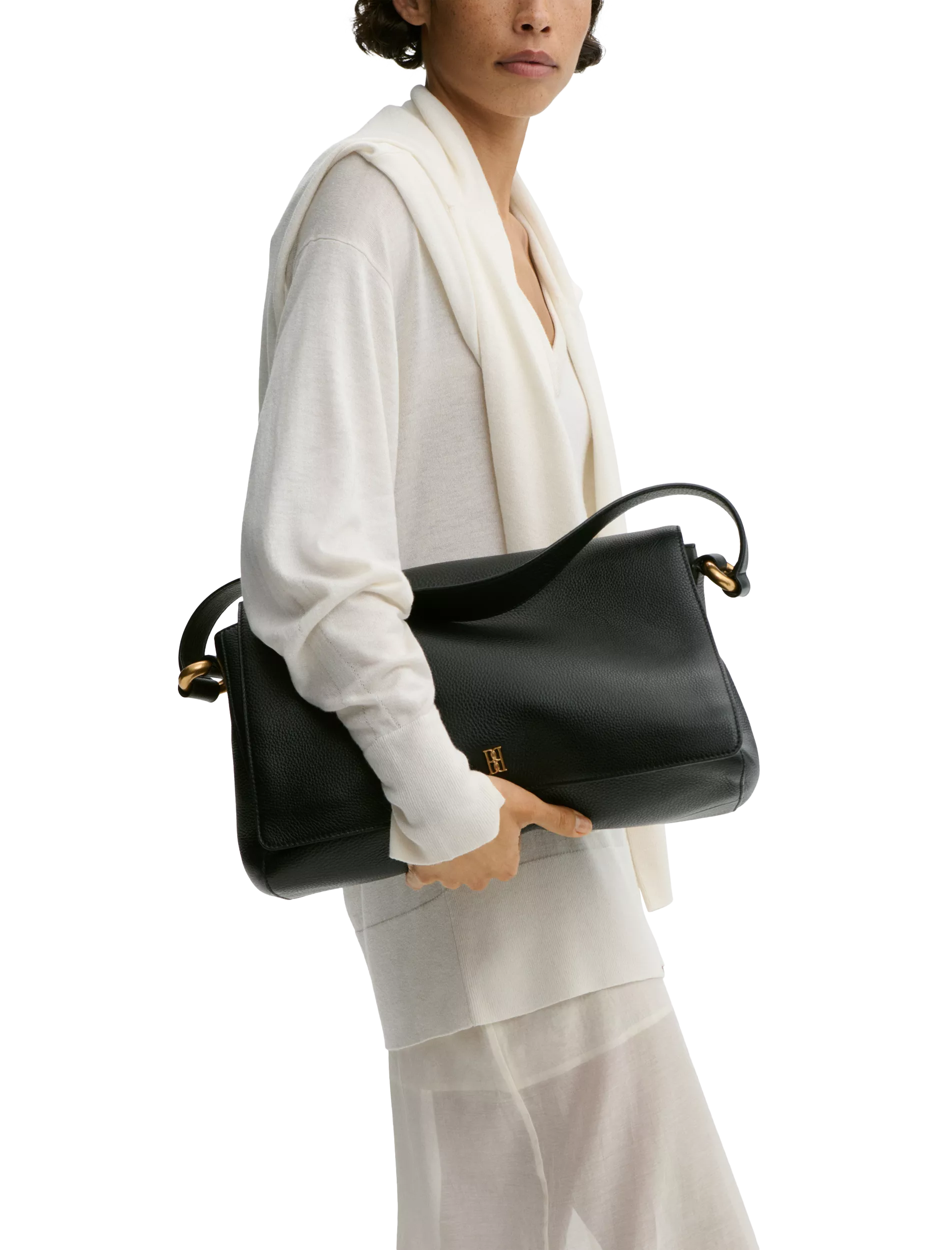 By Malene Birger Lelou black leather shoulder bag, UK version