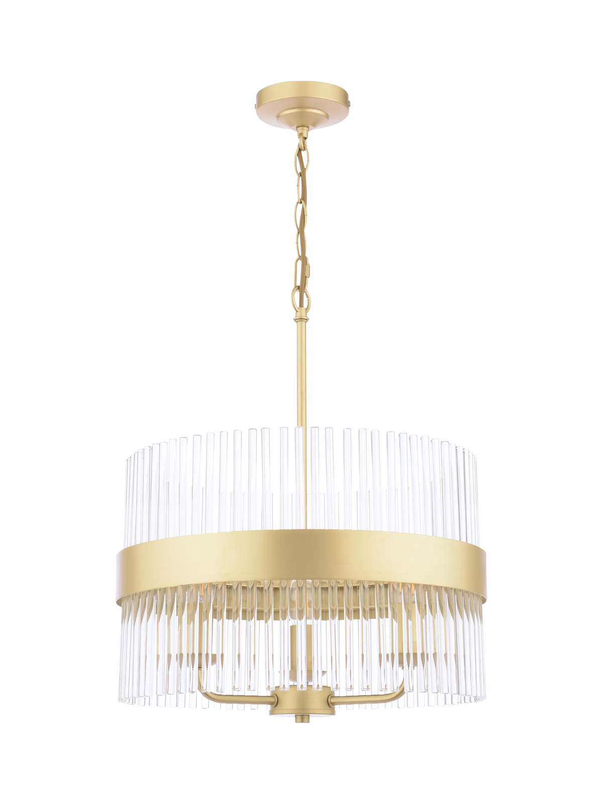 Laura Ashley Alexa pendant light antique brass 3 arm glass rod (British brand)