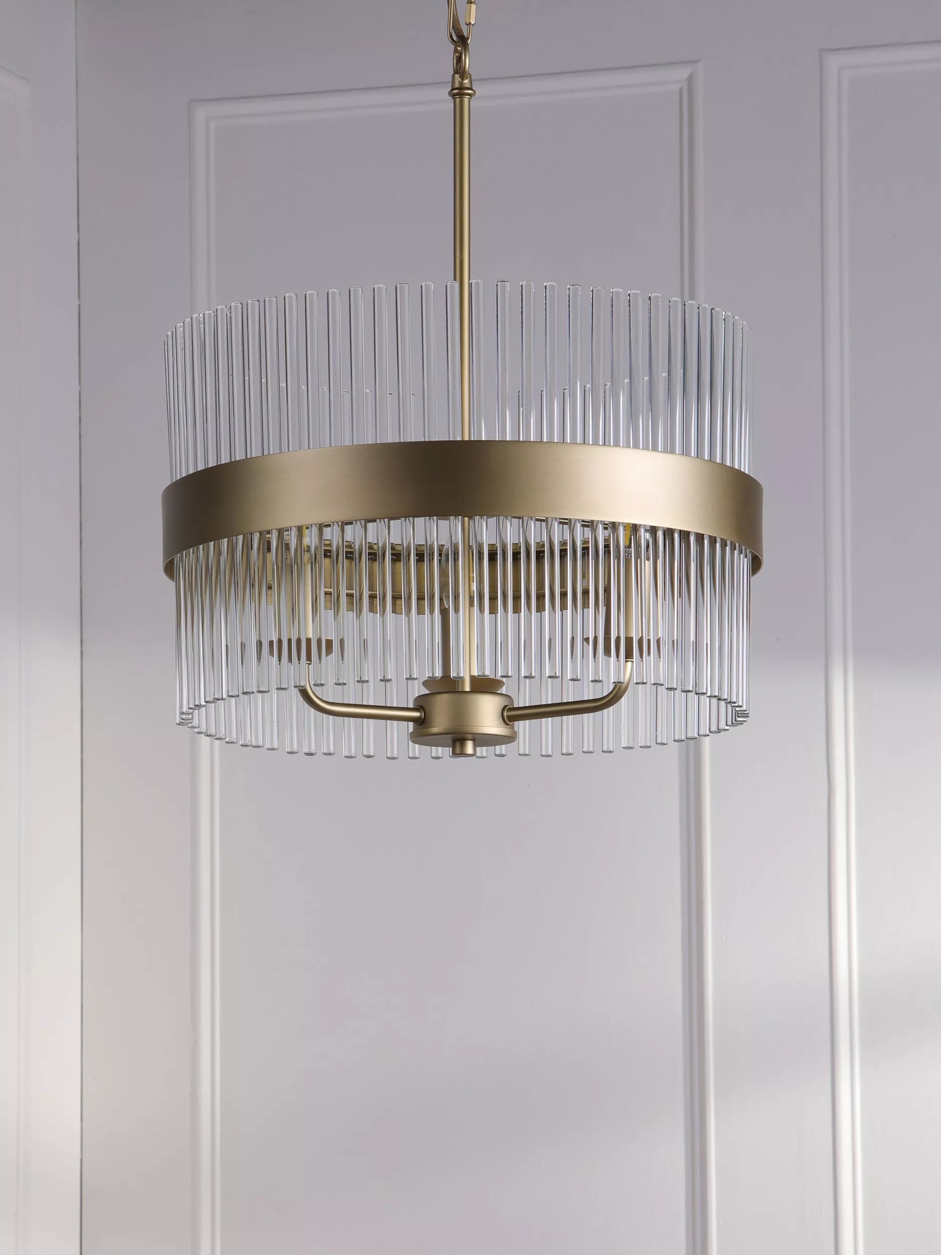 Laura Ashley Alexa pendant light antique brass 3 arm glass rod (British brand)