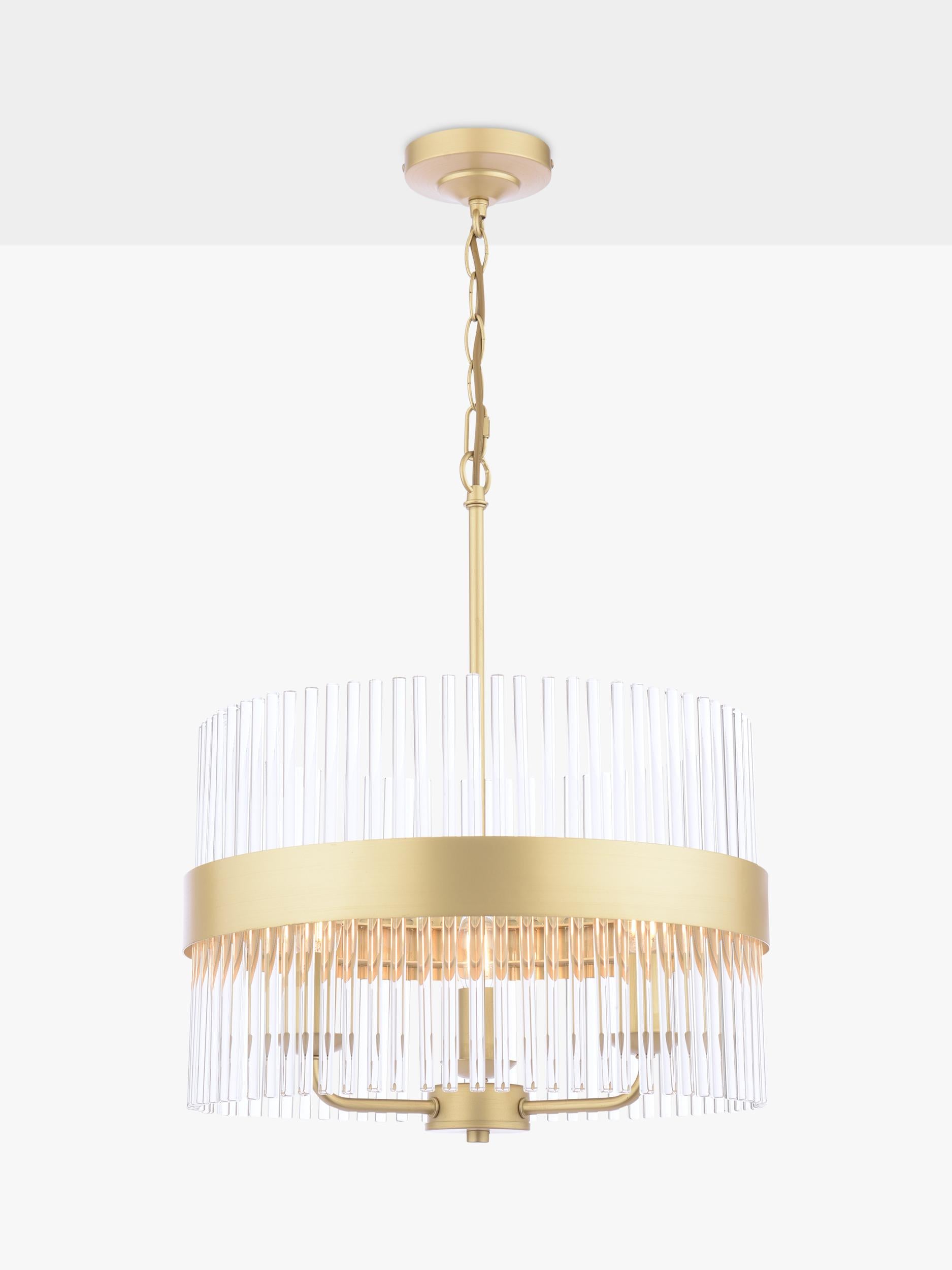 Laura Ashley Alexa pendant light antique brass 3 arm glass rod (British brand)
