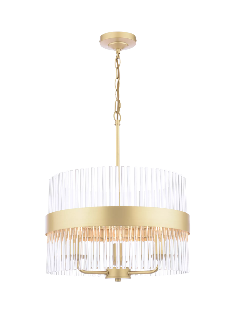 Laura Ashley Alexa pendant light antique brass 3 arm glass rod (British brand)