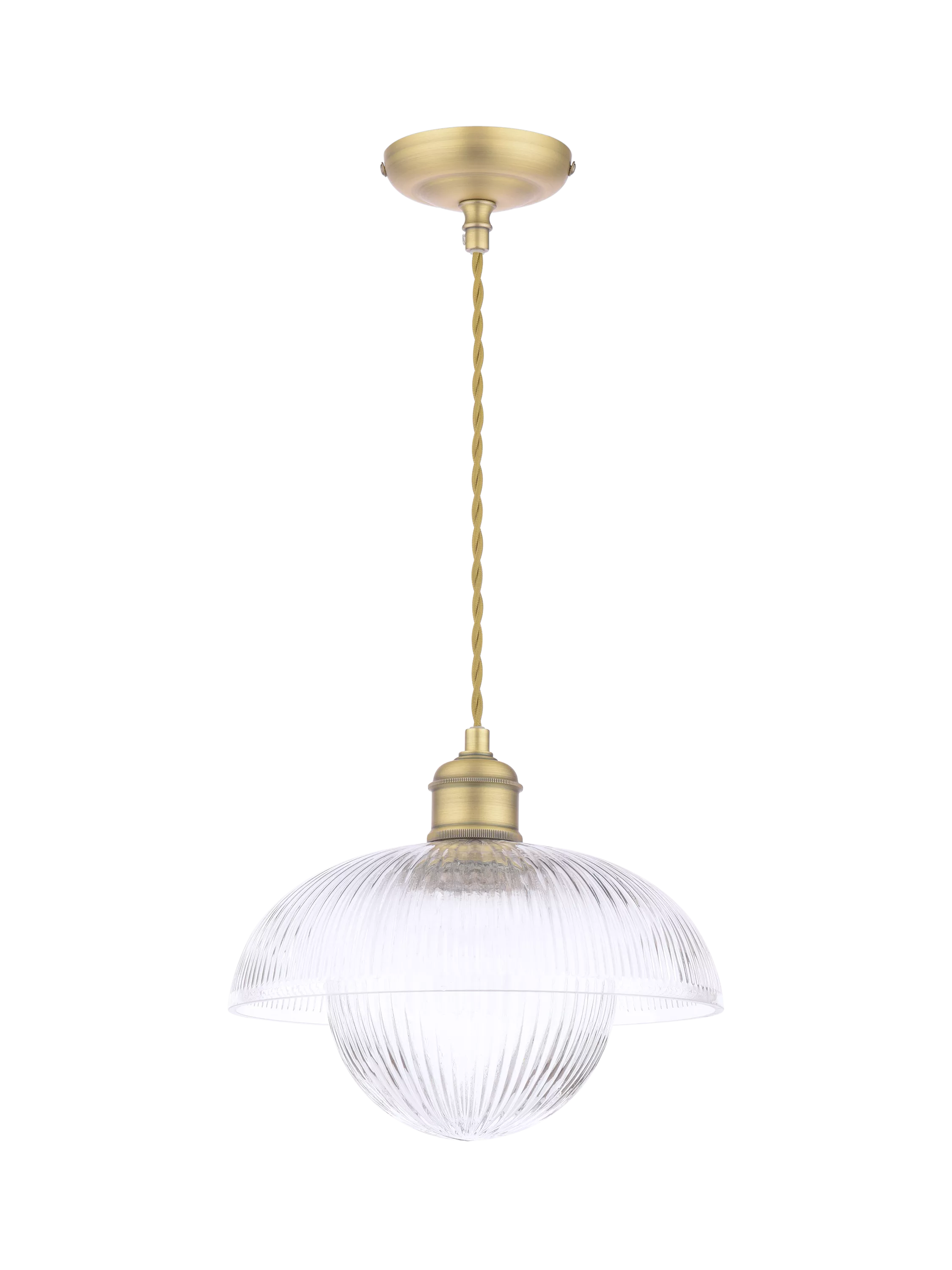 Laura Ashley ribbed glass pendant light antique brass, UK version