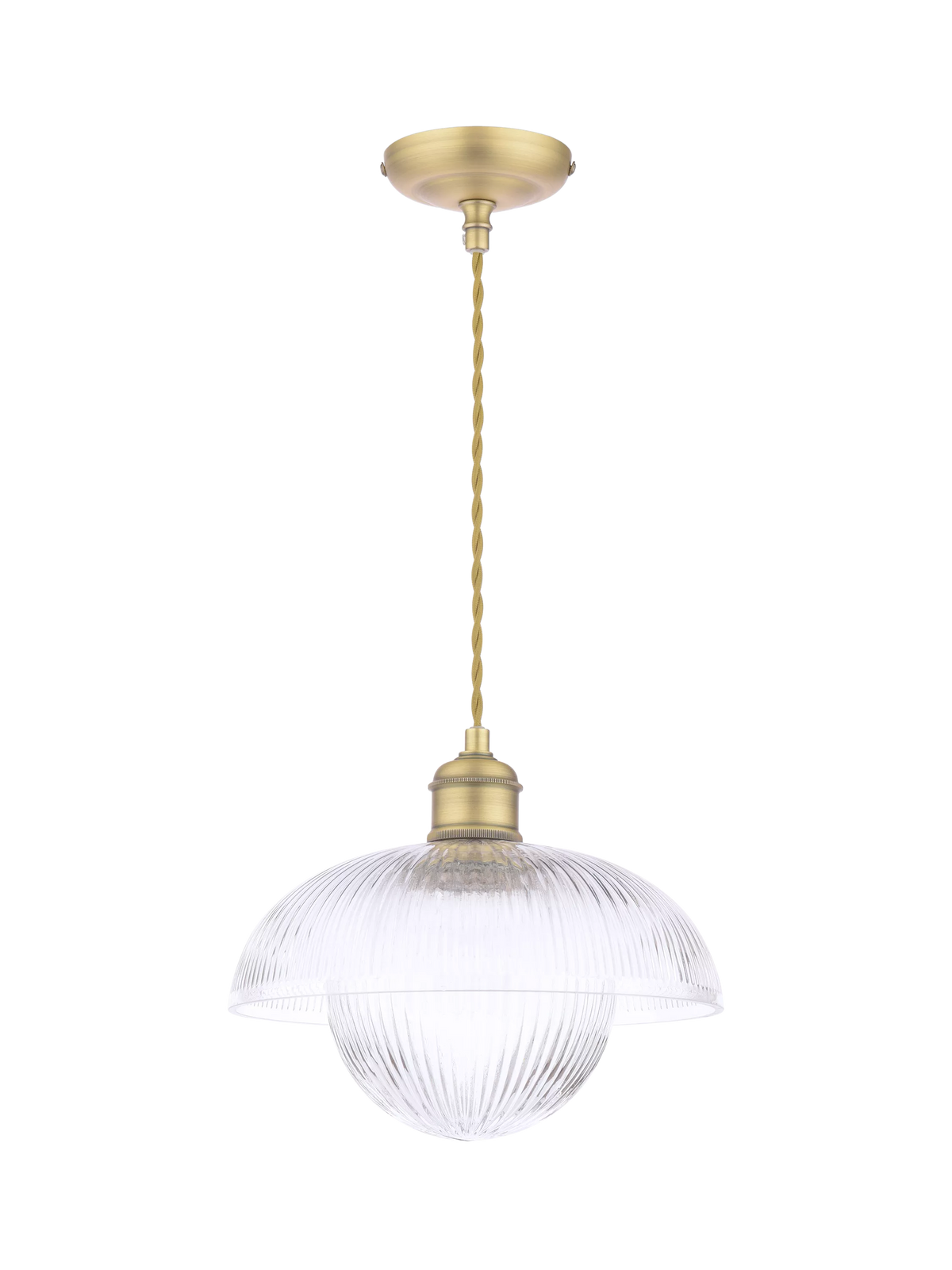 Laura Ashley ribbed glass pendant light antique brass, UK version