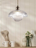 Laura Ashley ribbed glass pendant light antique brass, UK version