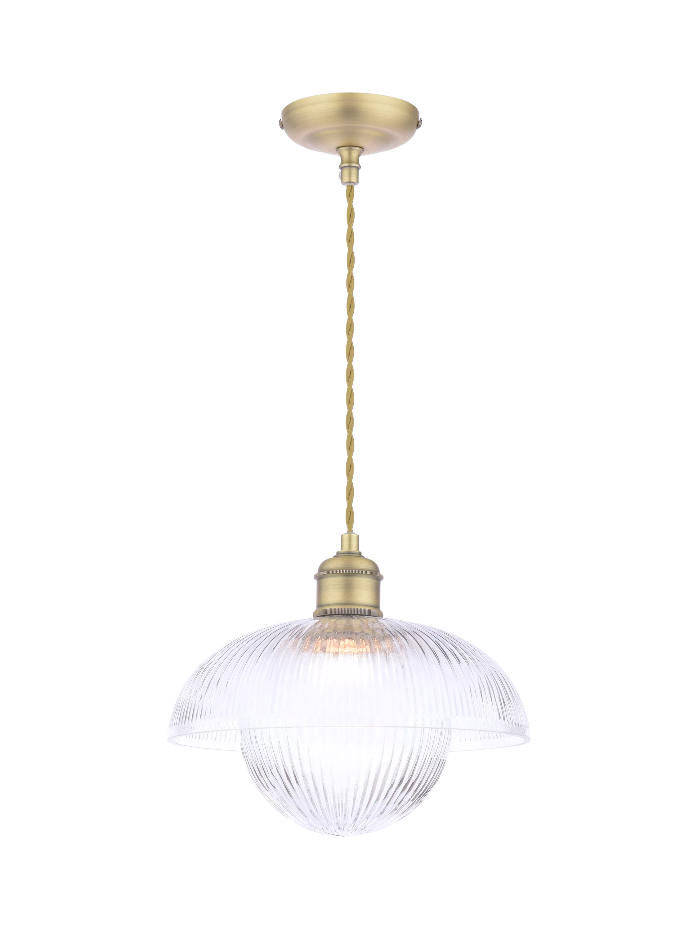 Laura Ashley ribbed glass pendant light antique brass, UK version