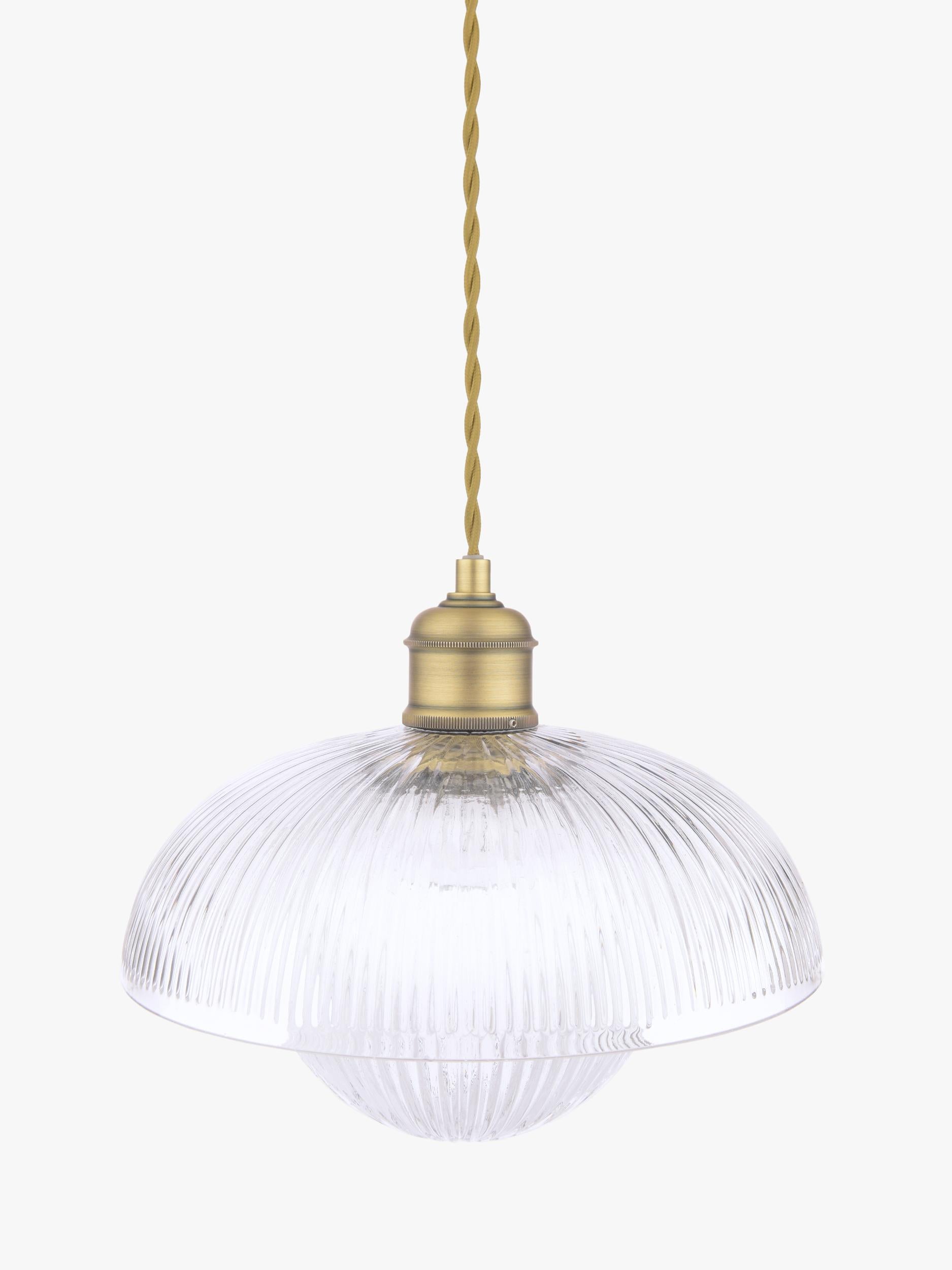 Laura Ashley ribbed glass pendant light antique brass, UK version