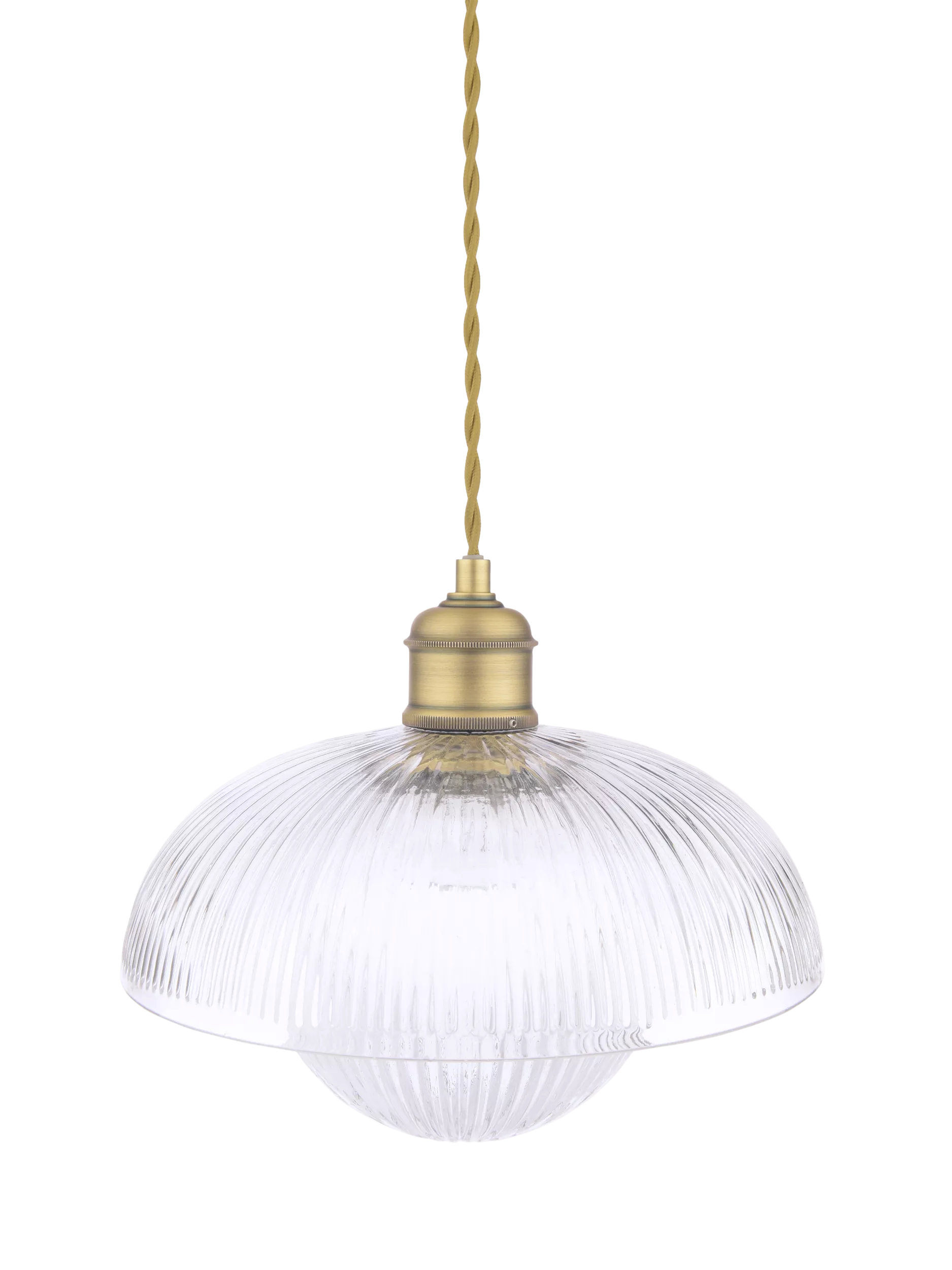 Laura Ashley ribbed glass pendant light antique brass, UK version