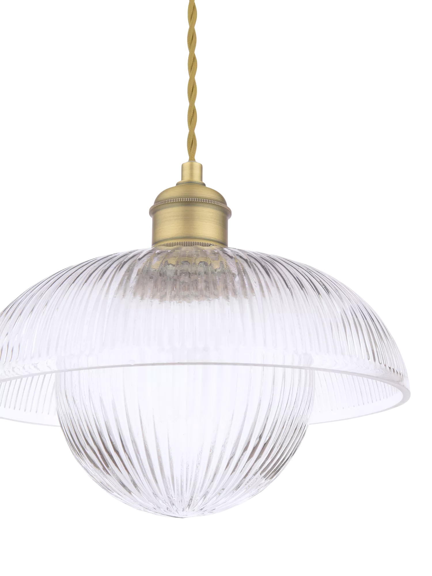 Laura Ashley ribbed glass pendant light antique brass, UK version