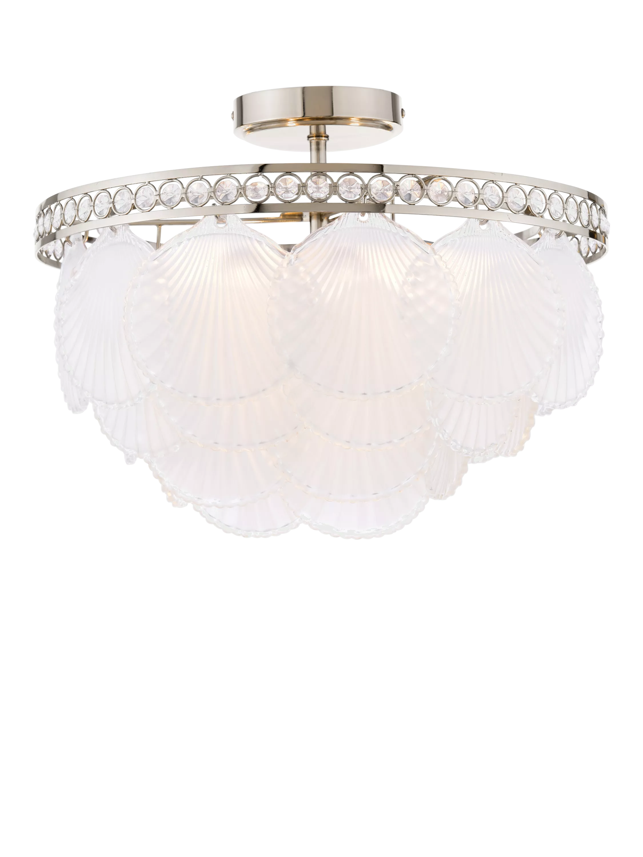 Laura Ashley Caverton semi-flush scallop shell ceiling light, polished nickel, UK version