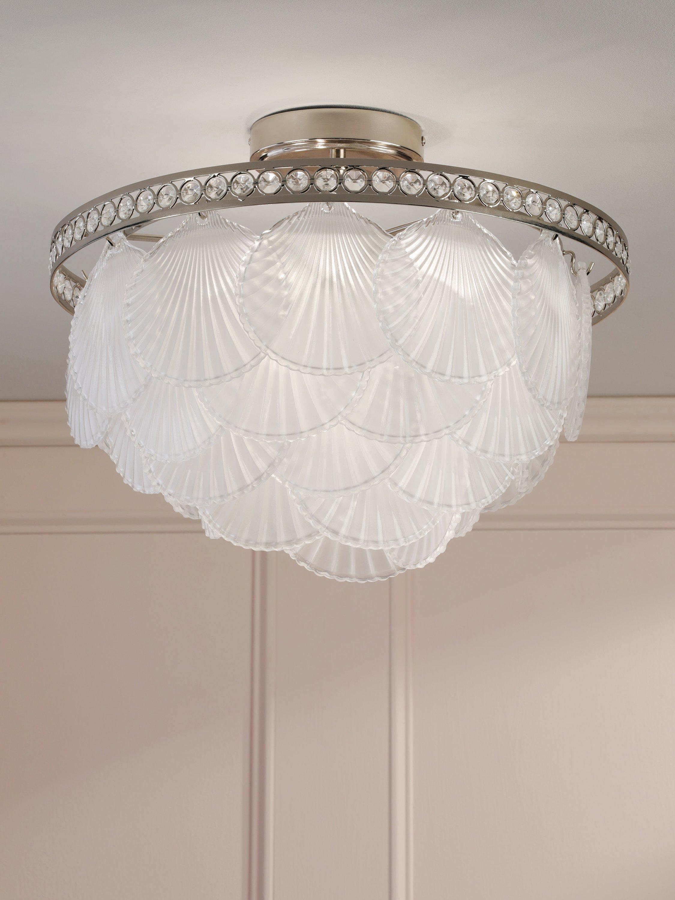 Laura Ashley Caverton semi-flush scallop shell ceiling light, polished nickel, UK version