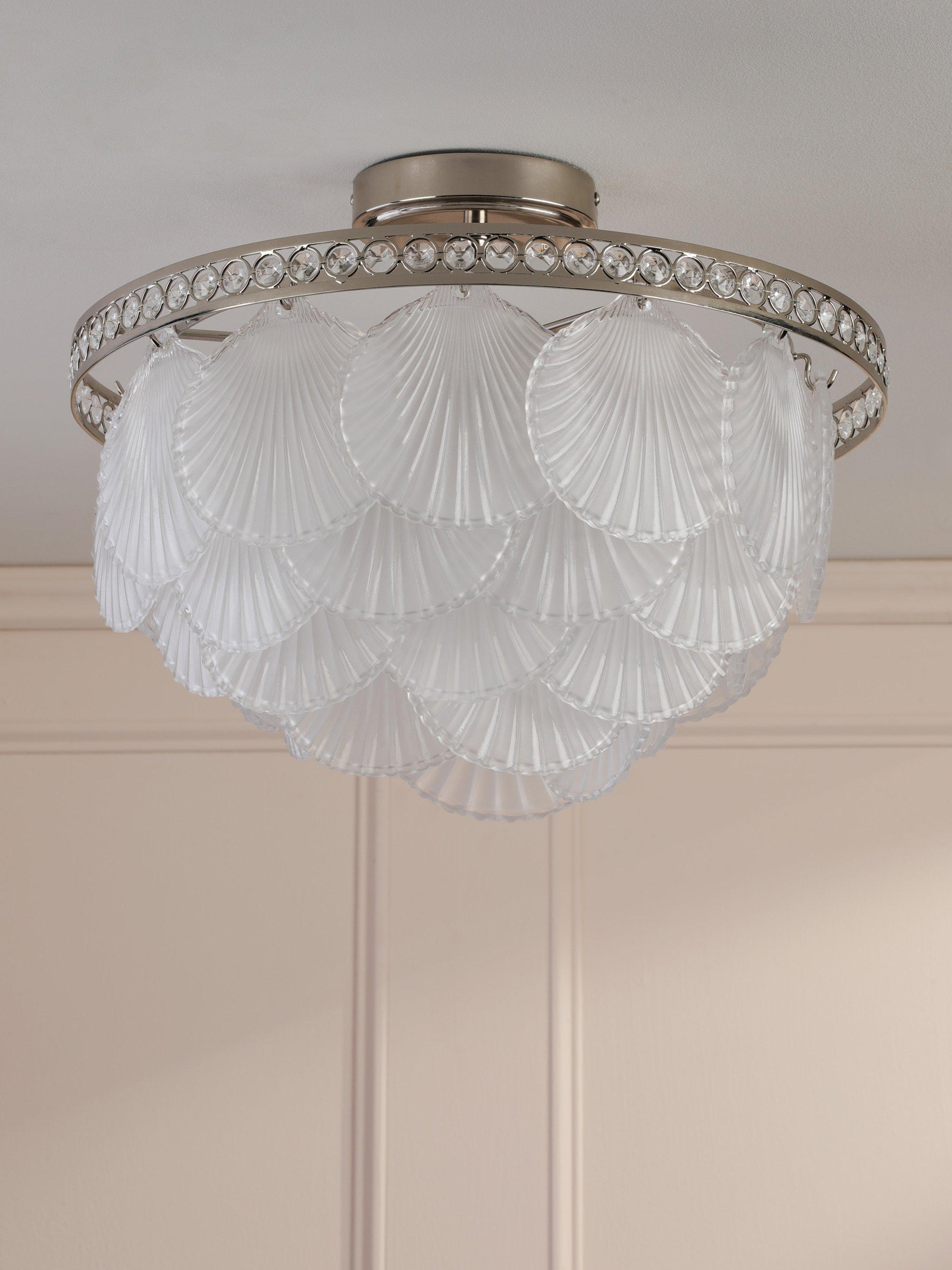Laura Ashley Caverton semi-flush scallop shell ceiling light, polished nickel, UK version
